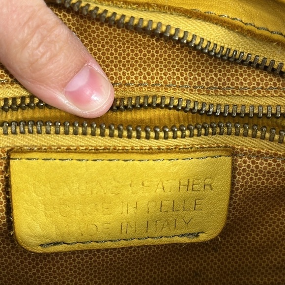 Borse In Pelle Made In Italy Genuine Leather Yellow Woven Boho Crossbody Purse - Picture 6 of 12